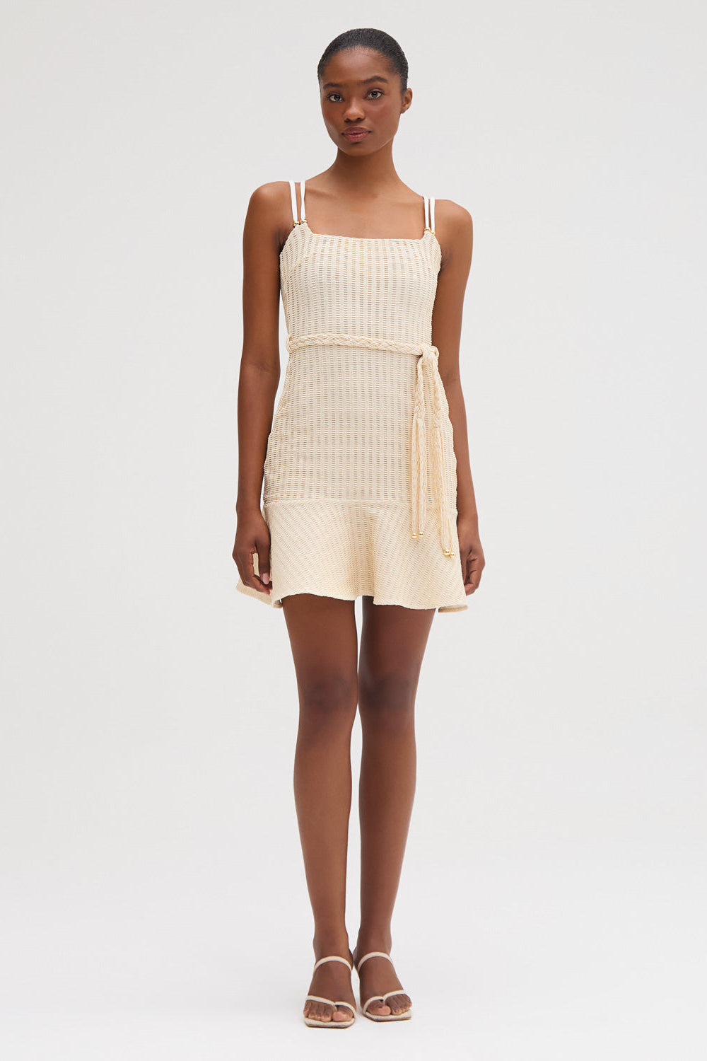 Metallic Knit Mini Dress - Off White / 2 Metallic Knit Mini Dress - Off White / 2