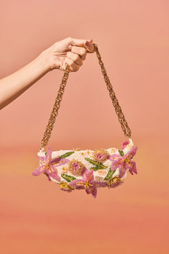 BRUMA COTTON POPLIN BAG EMBROIDERED FLOWERS
