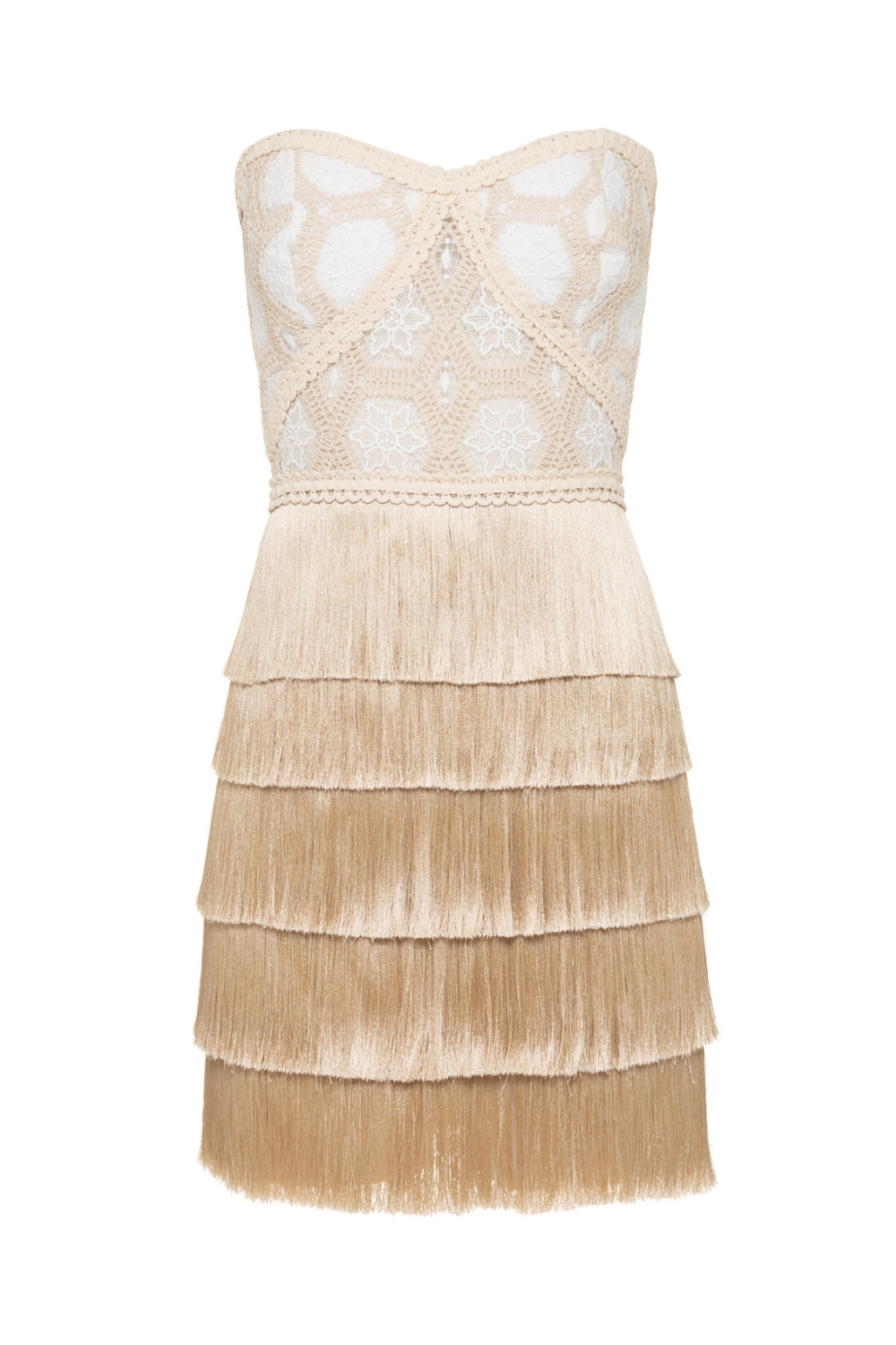 NATURAL CROCHET MINI DRESS