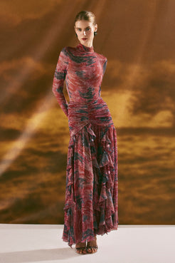 TWIST FLUTTER MAXI SKIRT