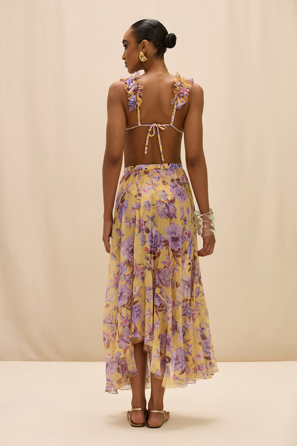 PEONY PRINT LYCRA MAXI SKIRT