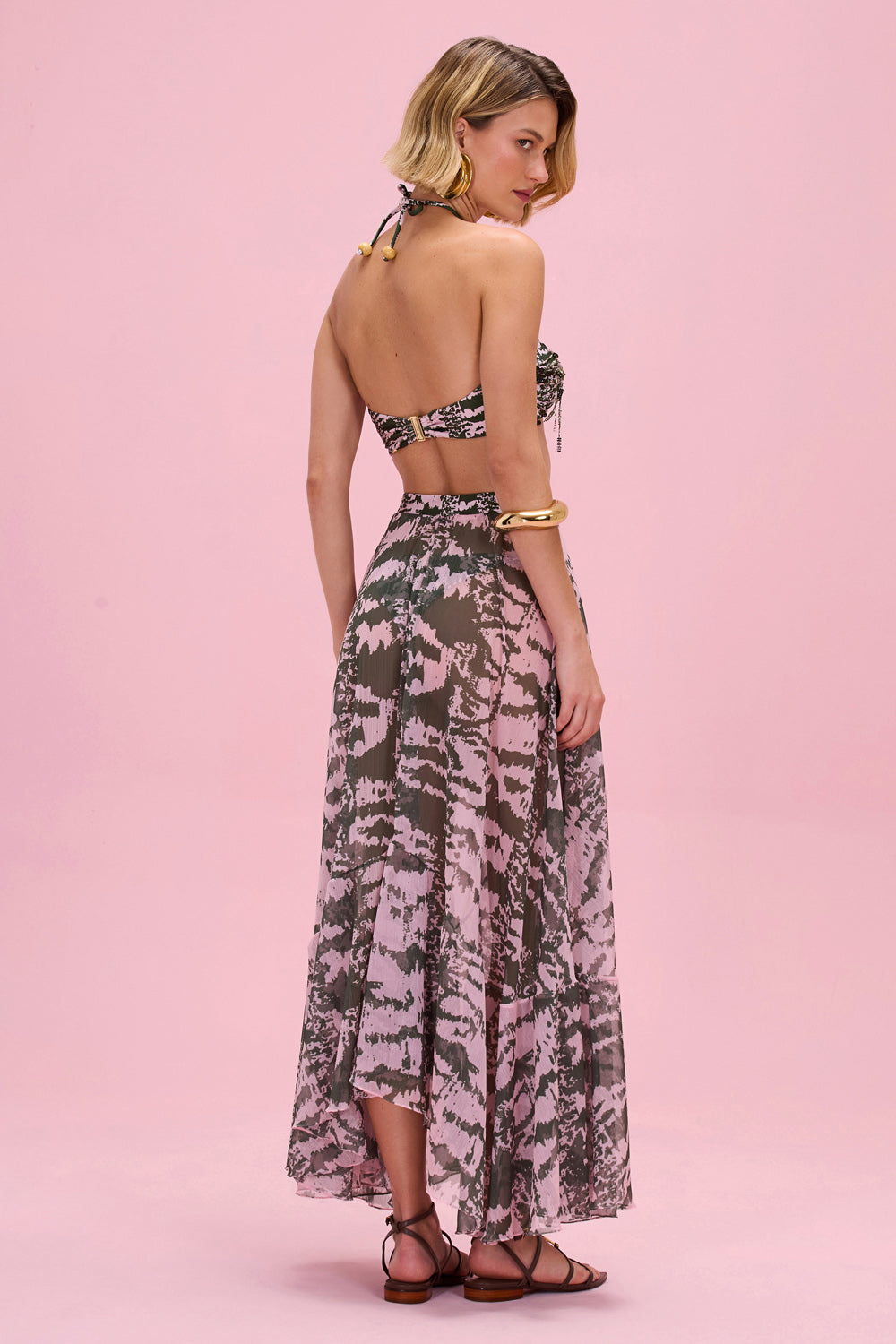 BOTANIC STRIPE BEADED BIKINI TOP