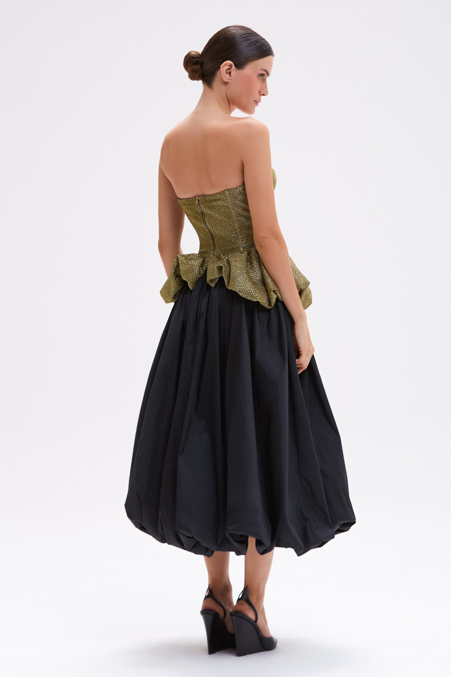 TAFFETA BLOOM BUBBLE MIDI SKIRT
