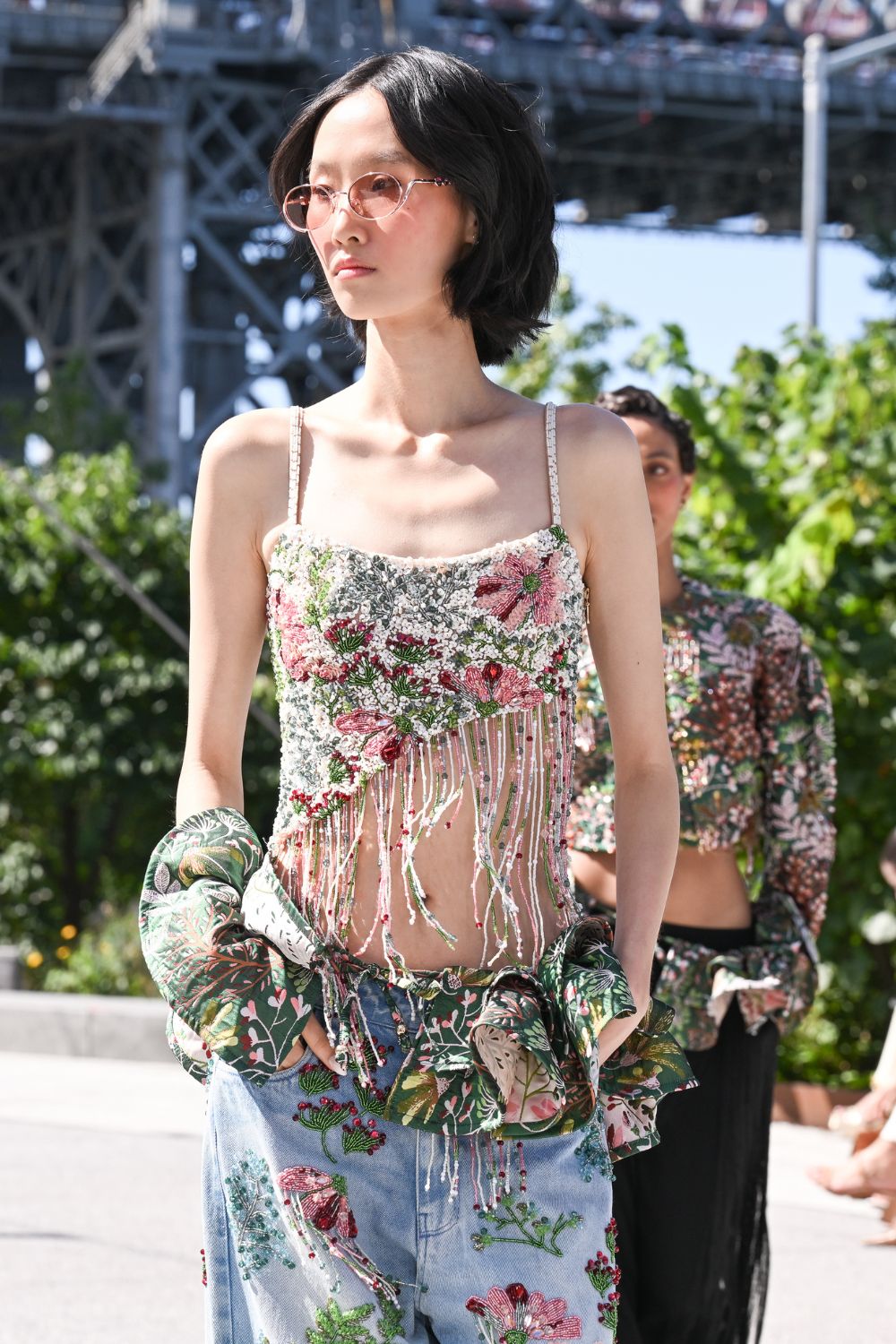ROSALIE EMBROIDERED DENIM PANTS (RUNWAY)