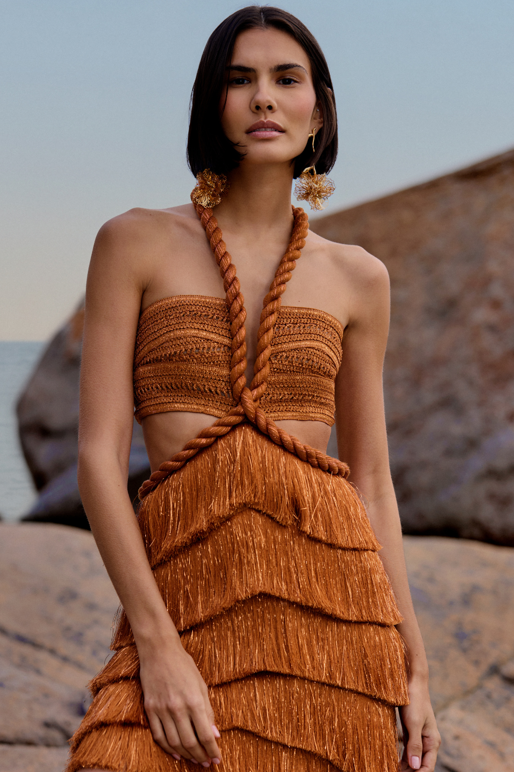 PAMPAS FRINGE CUT OUT MINI DRESS