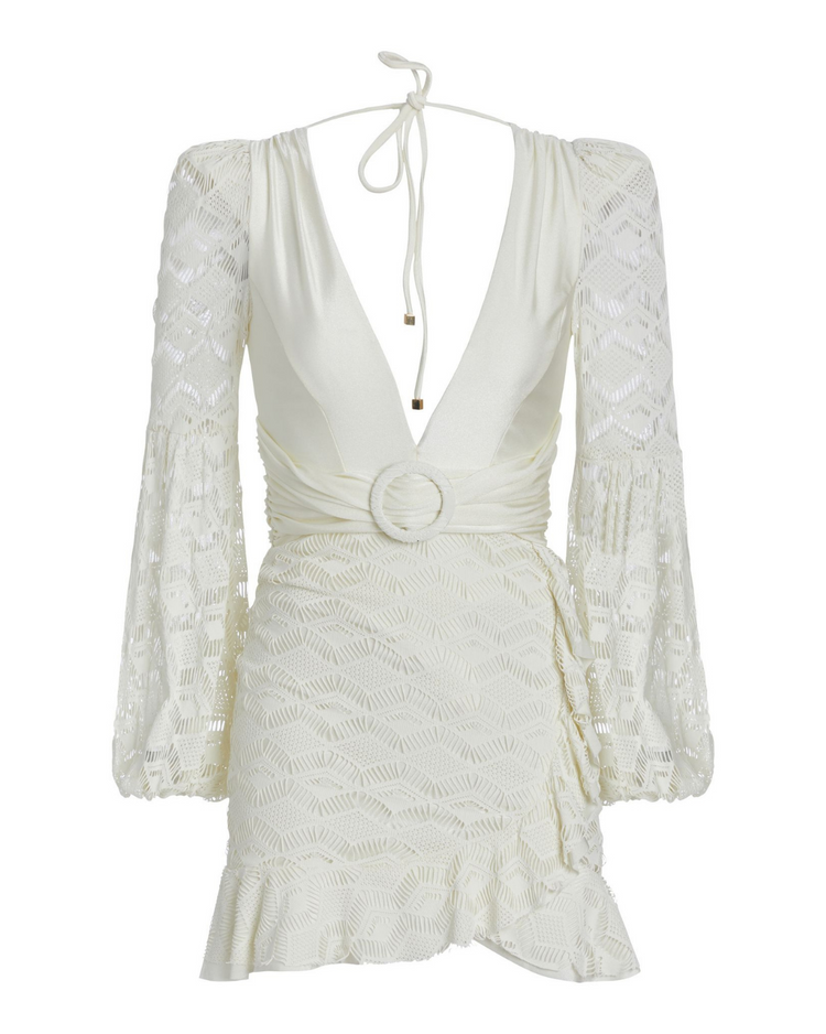 Crochet Plunge Mini Dress