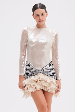 SEQUIN LONG SLEEVE MINI DRESS (RUNWAY)