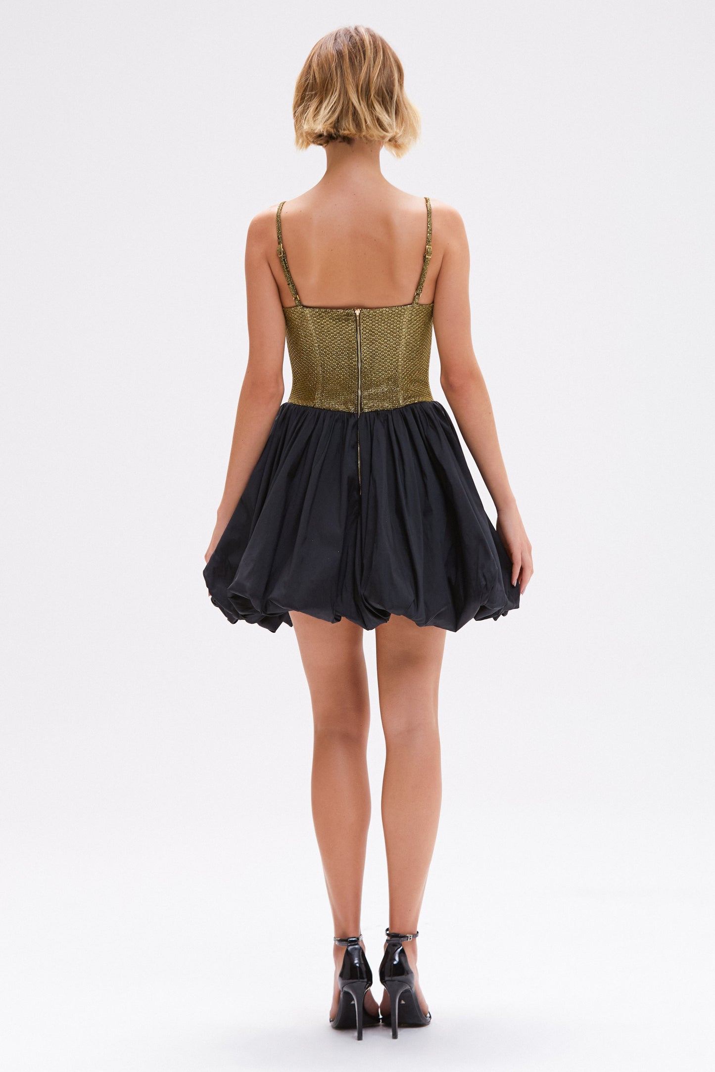 GOLDEN WEAVE MINI DRESS