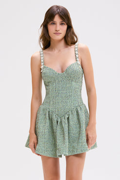 CRYSTAL TWEED MINI DRESS