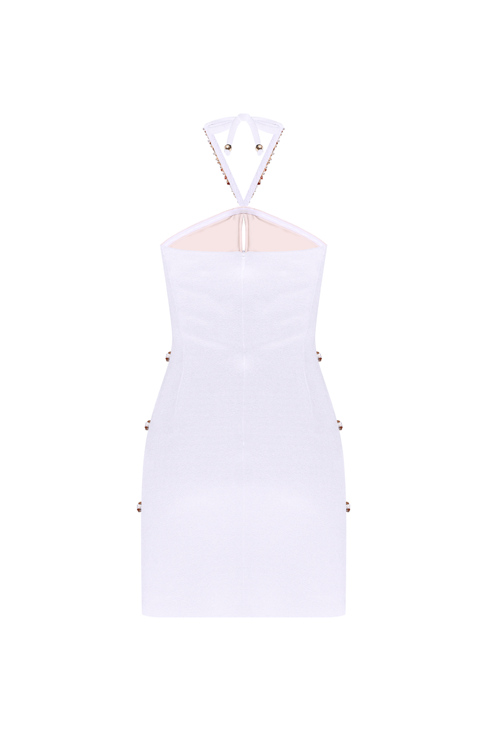 JADE KNIT EMBROIDERED HALTERNECK MINI DRESS