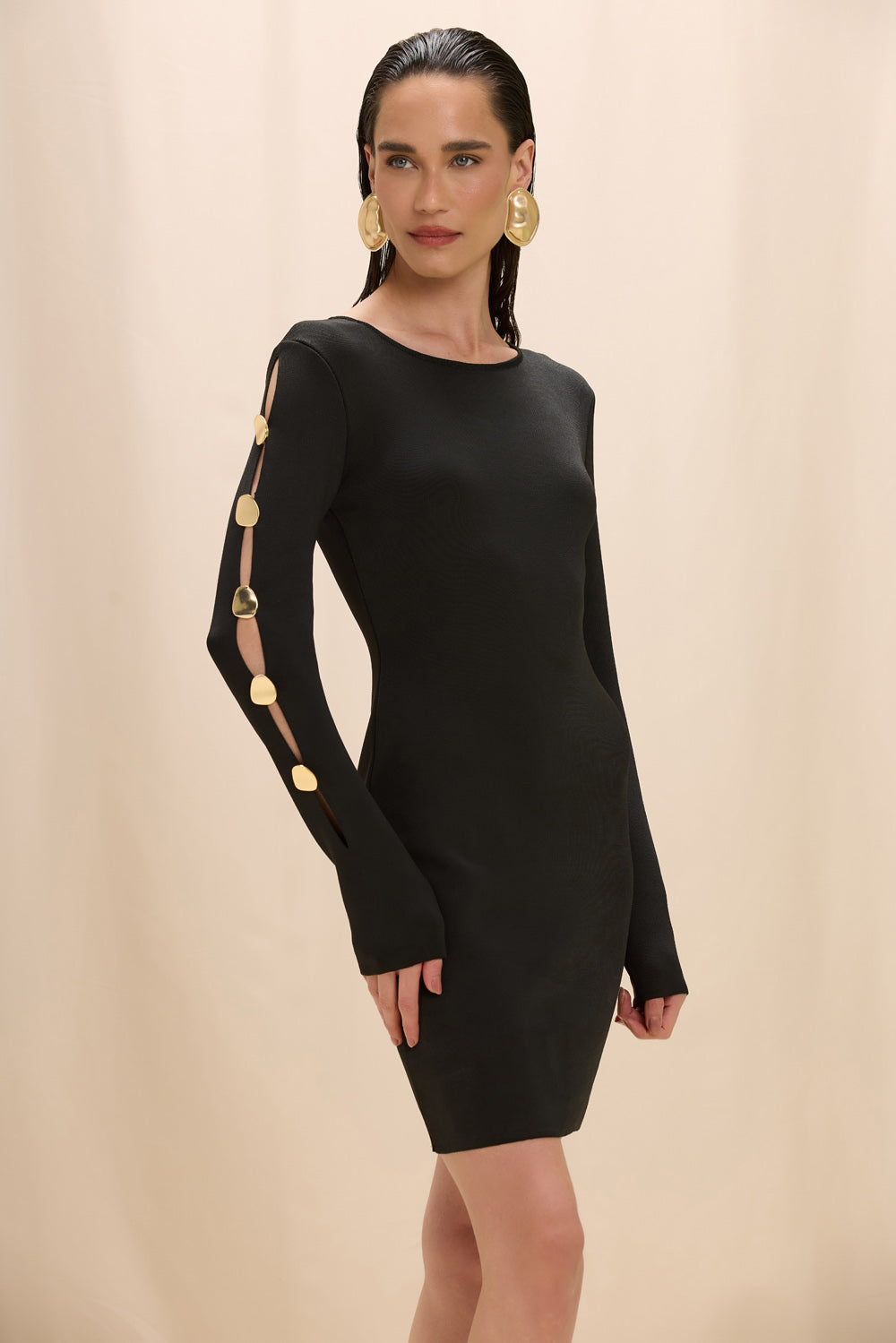 BIBI KNIT LONG SLEEVE MINI DRESS