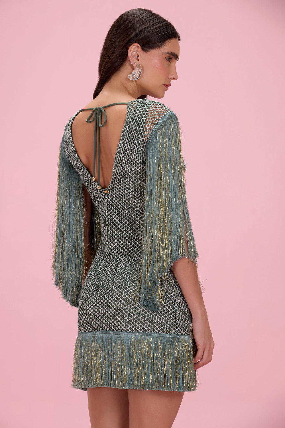 NAIA CROCHET FRINGE MINI DRESS