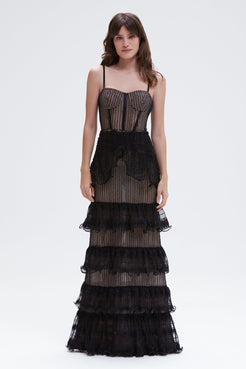 TULE TRANSPARENCY LONG DRESS
