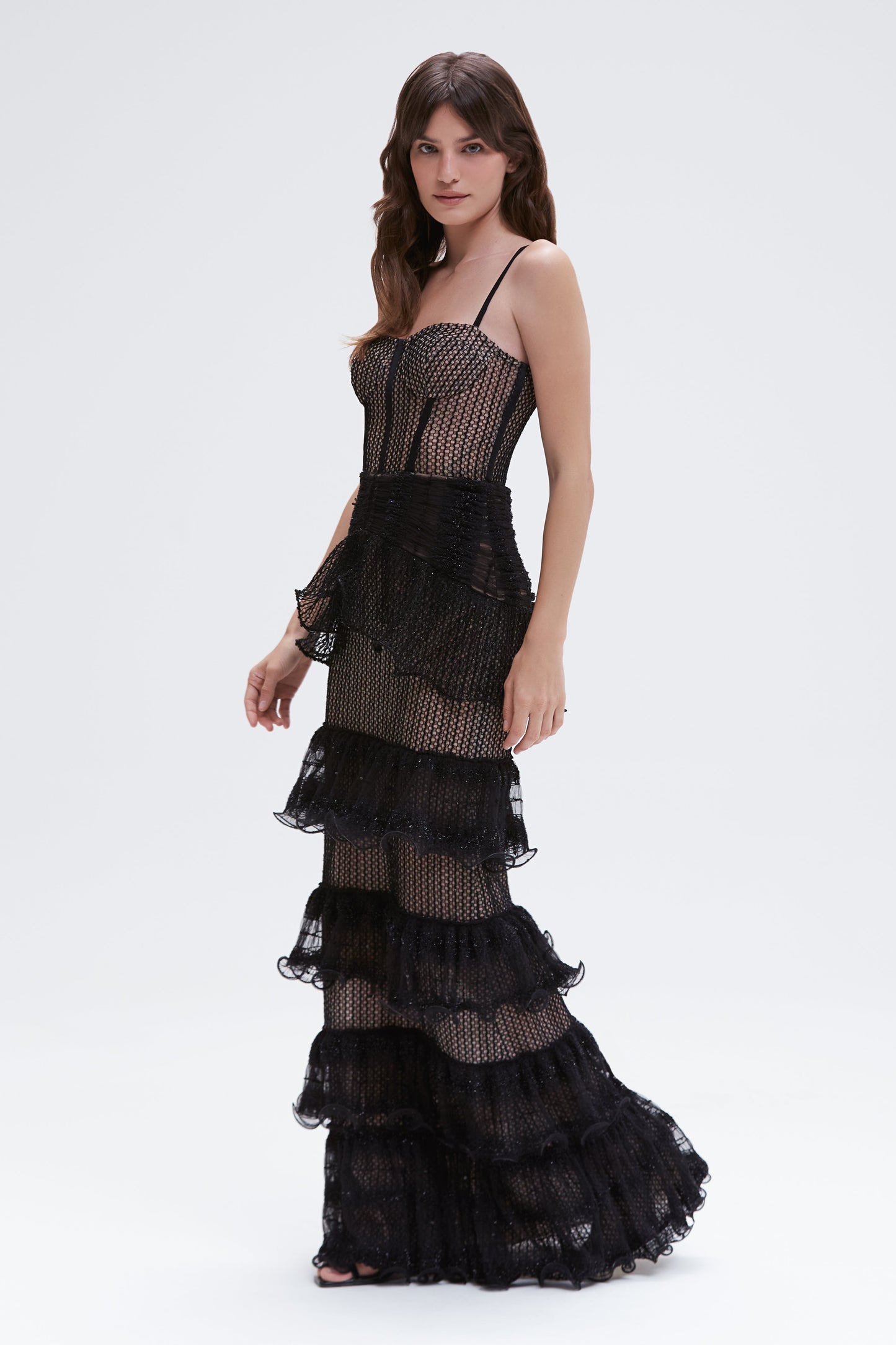 TULE TRANSPARENCY LONG DRESS