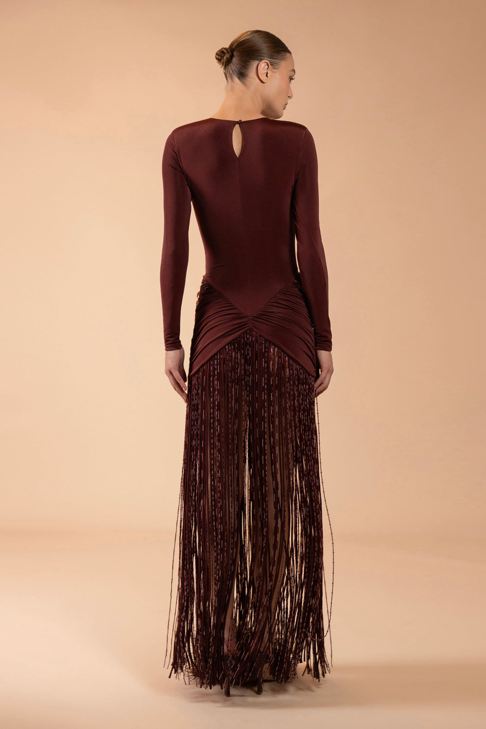 TAFFETA TARSILA FRINGE MAXI DRESS (RUNWAY)