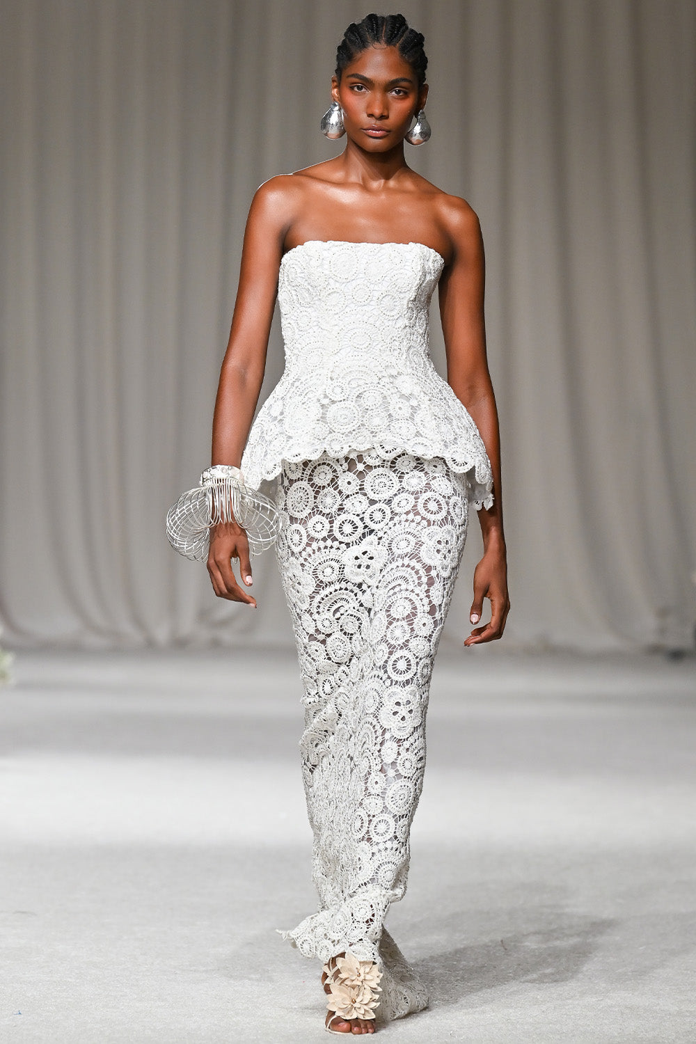 peplum dress for wedding GAL EMBROIDERY PEPLUM MAXI DRESS (RUNWAY) 10 / OFF White
