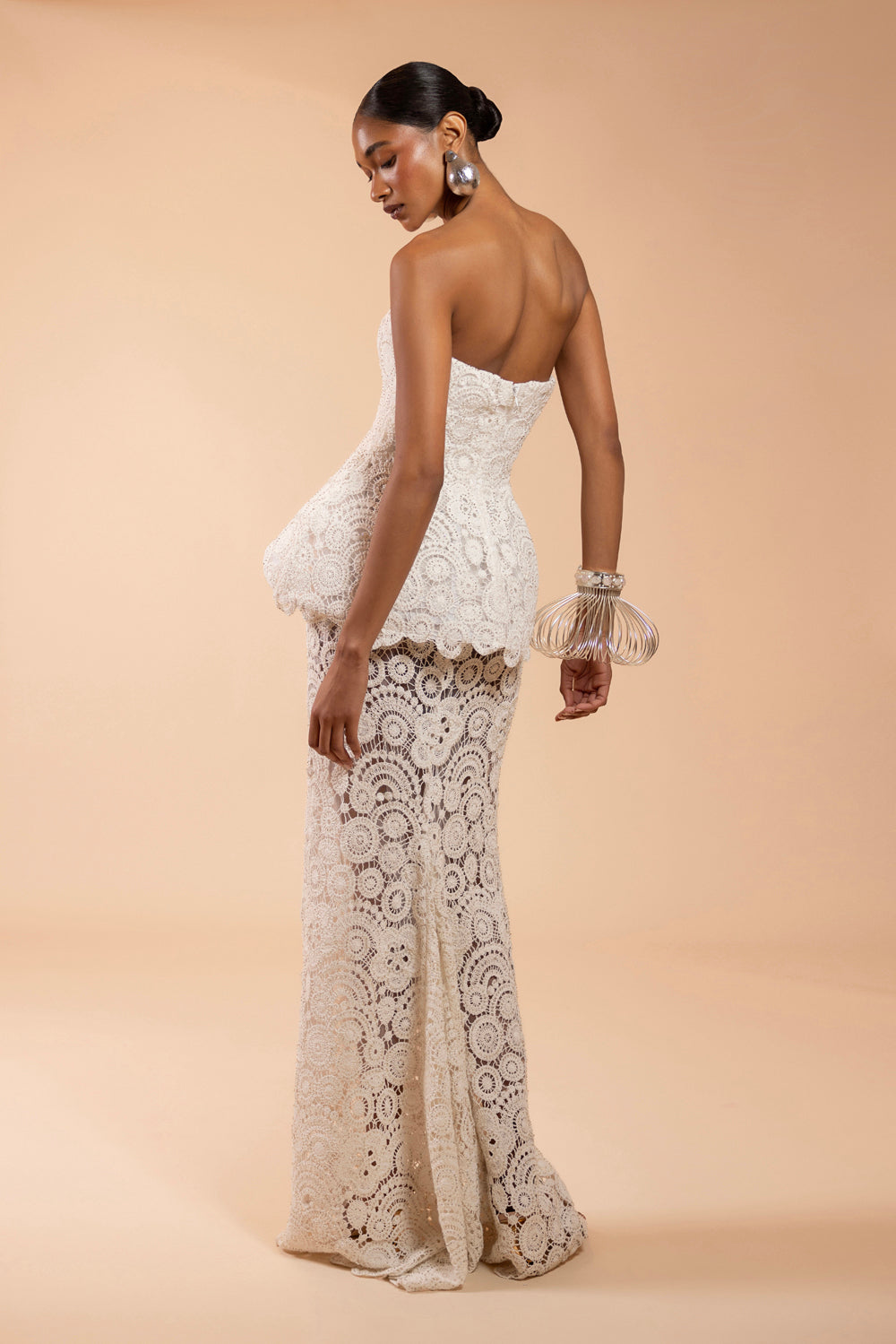GAL EMBROIDERY PEPLUM MAXI DRESS (RUNWAY)
