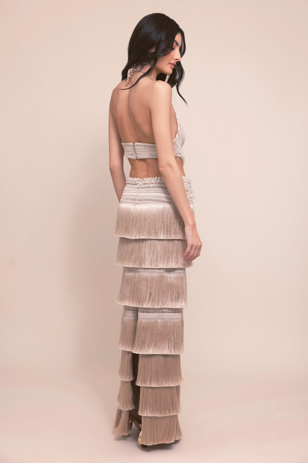 PETAL FRINGE MAXI DRESS
