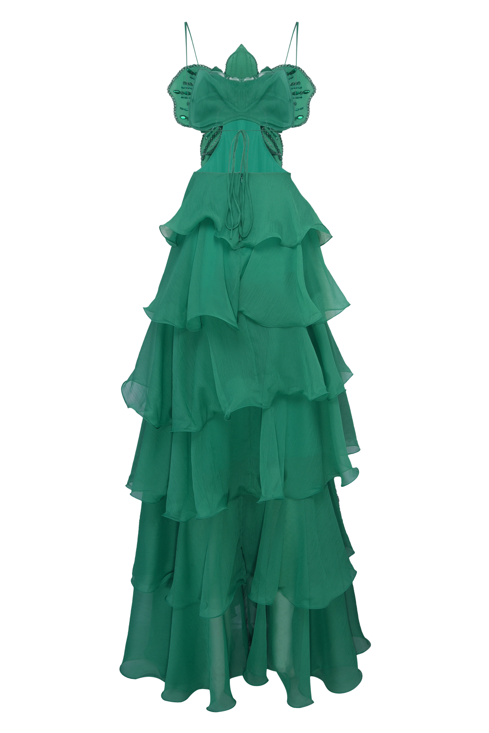 FLORAL CHIFFON EMBROIDERED GOWN