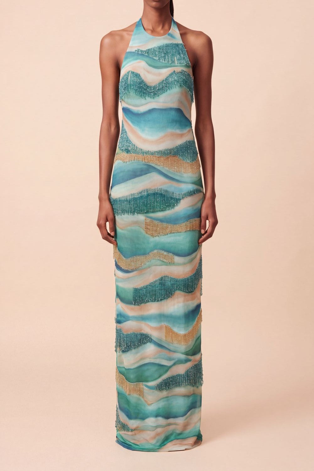WAVES HALTER LONG DRESS (RUNWAY)