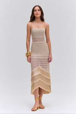 METALLIC KNIT MIDI DRESS