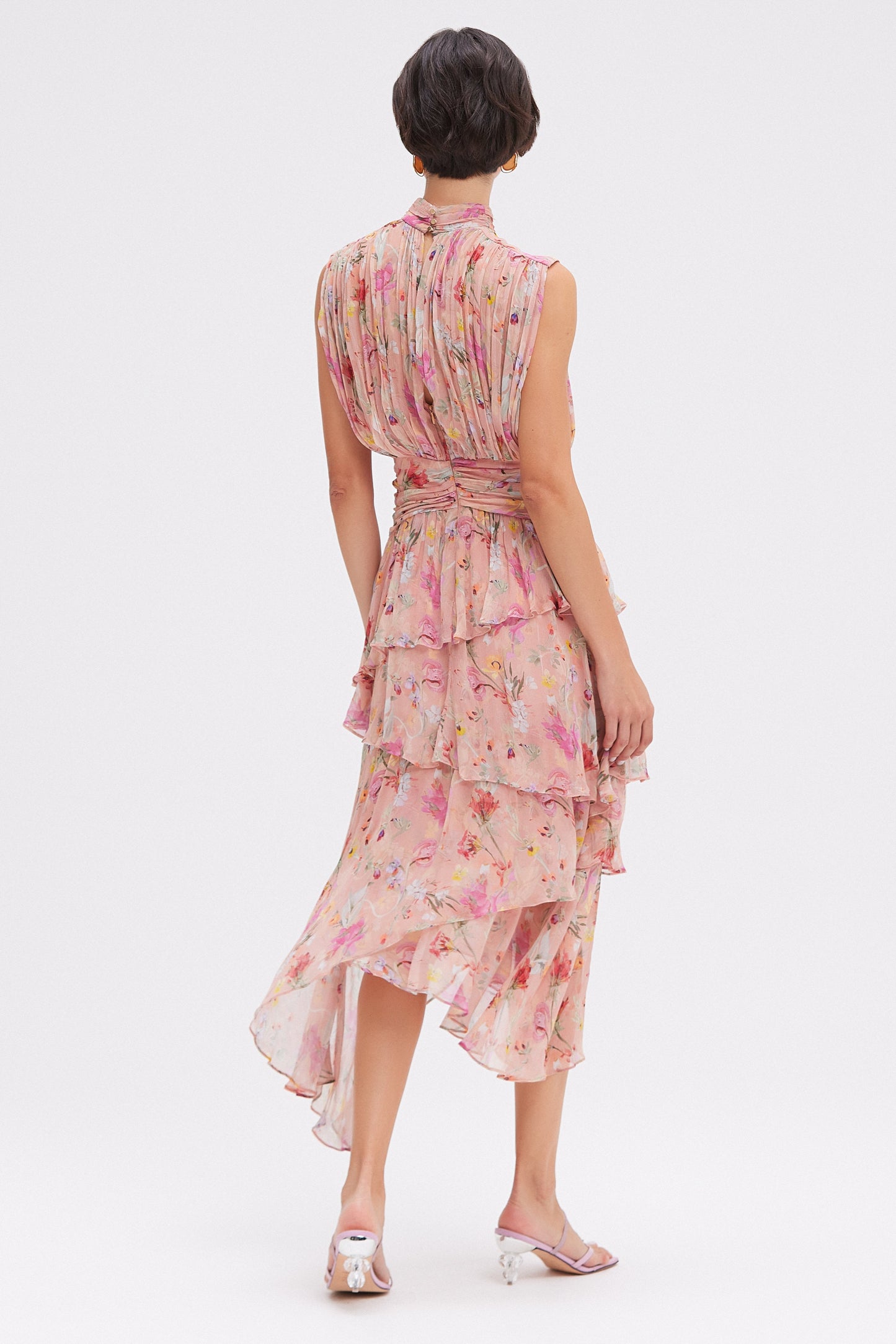LILY FLOWER SLEEVELESS MIDI DRESS