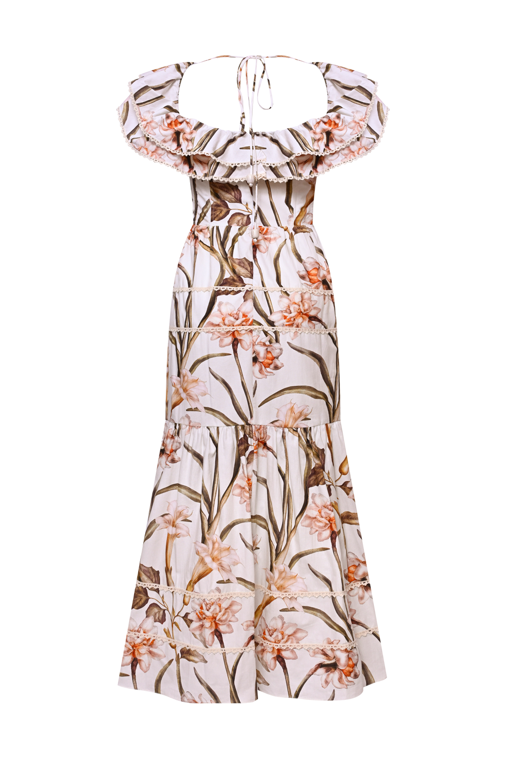 BOTANIC RETRO FLUTTER MIDI DRESS