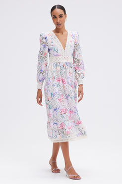 AMARYLLIS EMBROIDERED MIDI DRESS