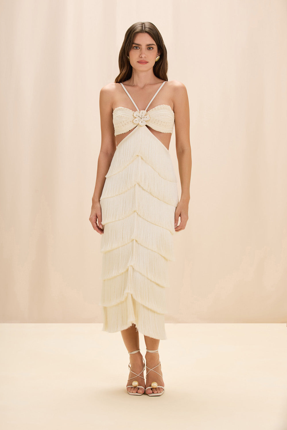 white fringe dress midi Patbo | LYA FRINGE MIDI DRESS