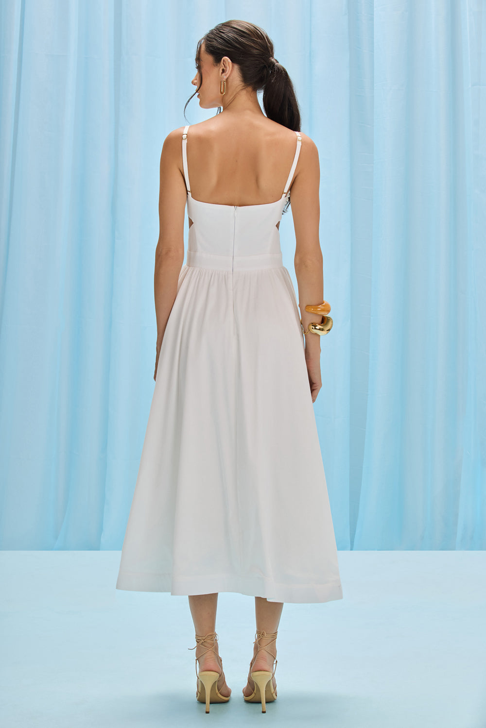 SEAWEED SHELL EMBROIDERED MIDI DRESS