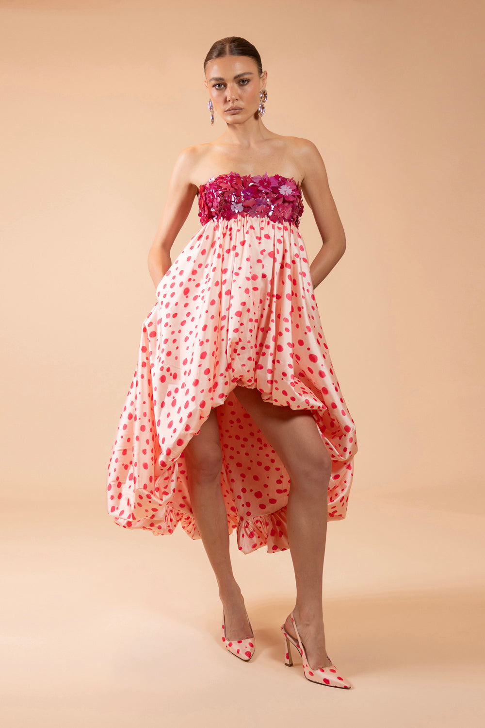 PEONY DOTS MIDI DRESS (RUNWAY) PatBO PEONY DOTS MIDI DRESS (RUNWAY) PatBO