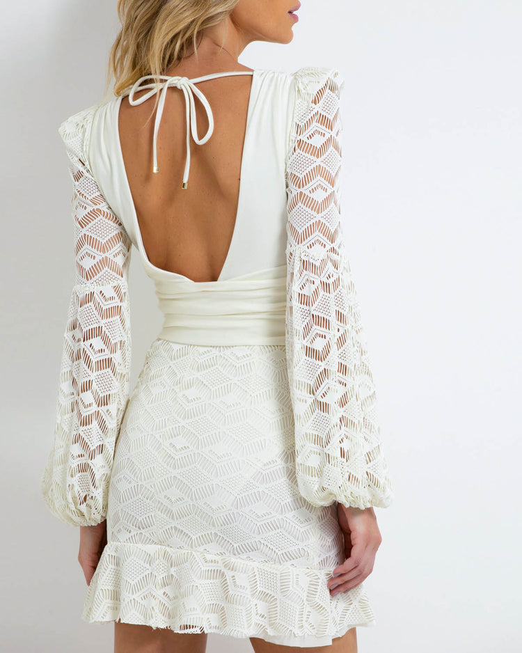 Crochet Plunge Mini Dress