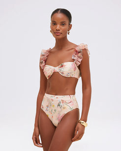 LILY FLOWER HIGH WAIST BIKINI BOTTOM