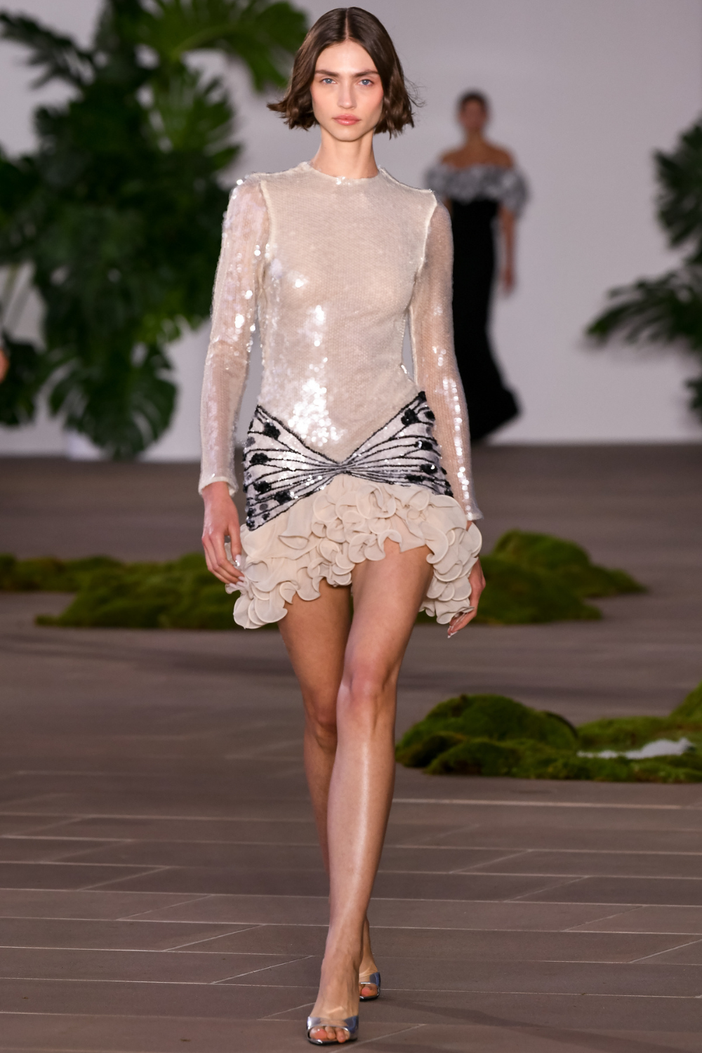 SEQUIN LONG SLEEVE MINI DRESS (RUNWAY)