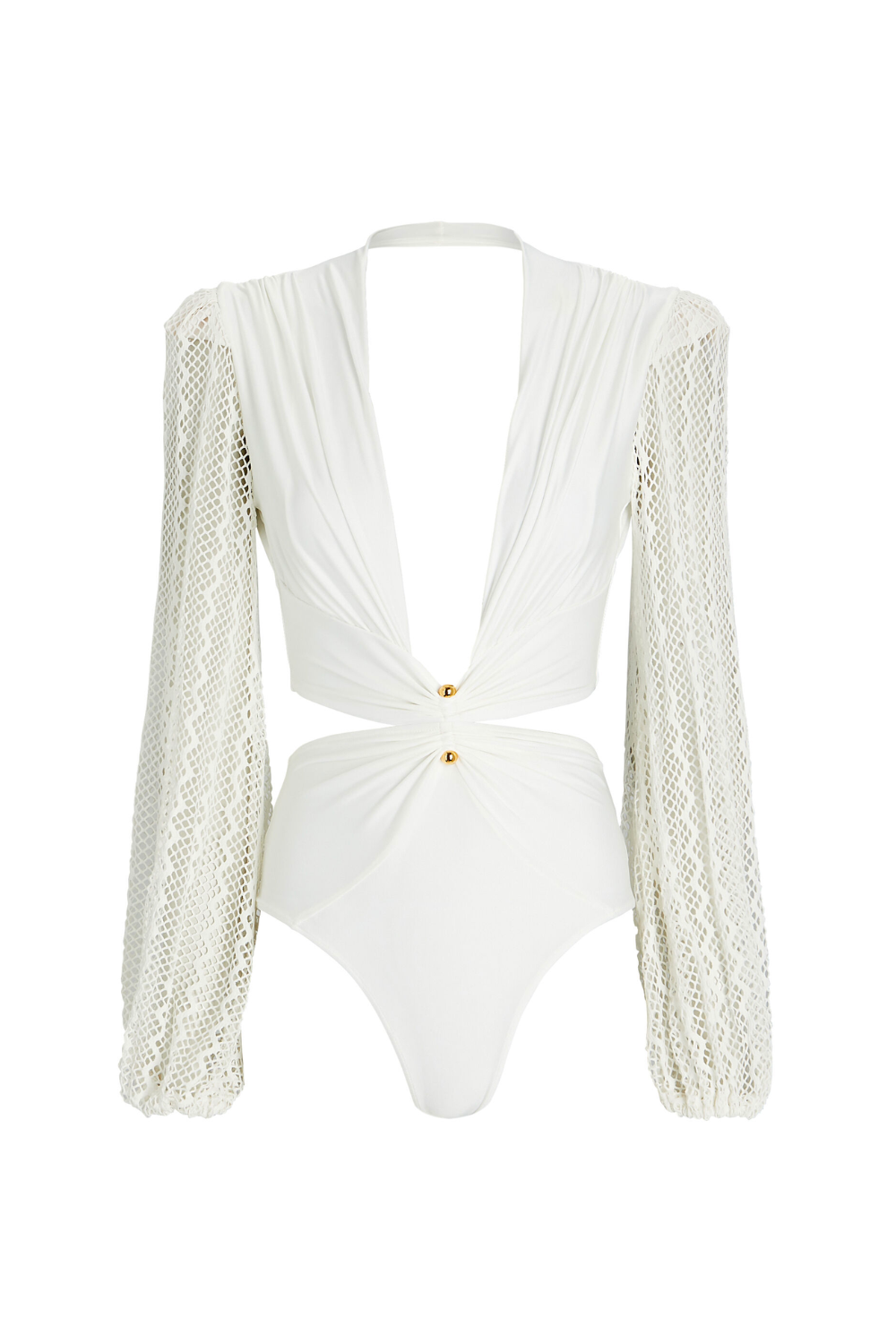 Plunge Netted Sleeve Swimsuit (EXCLUSIVE)