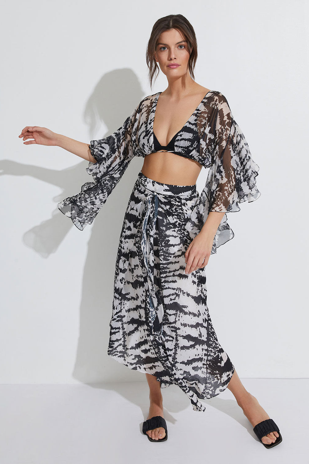PATBO X ALESSANDRA RUFFLE SLEEVE TOP