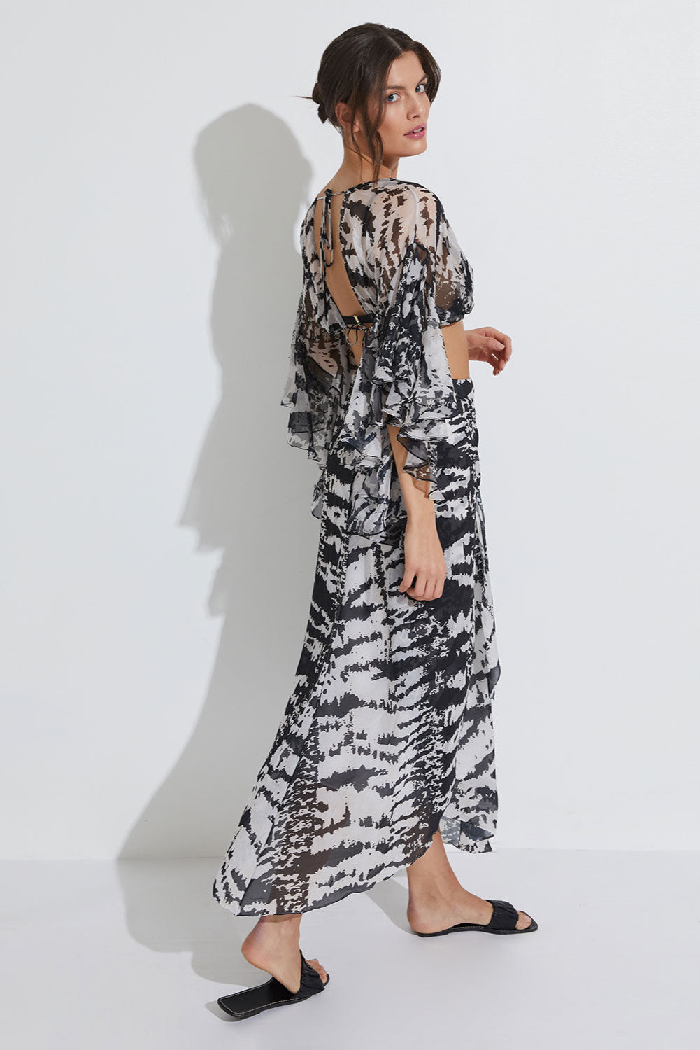 PATBO X ALESSANDRA RUFFLE SLEEVE TOP