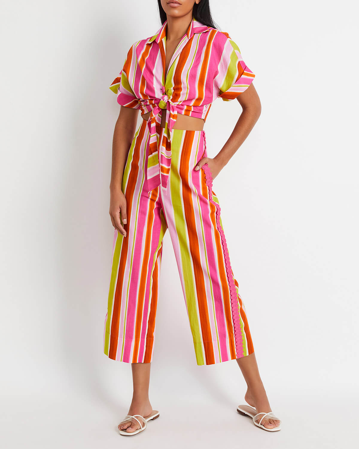 Striped Tie-Front Cropped Top (FINAL SALE)