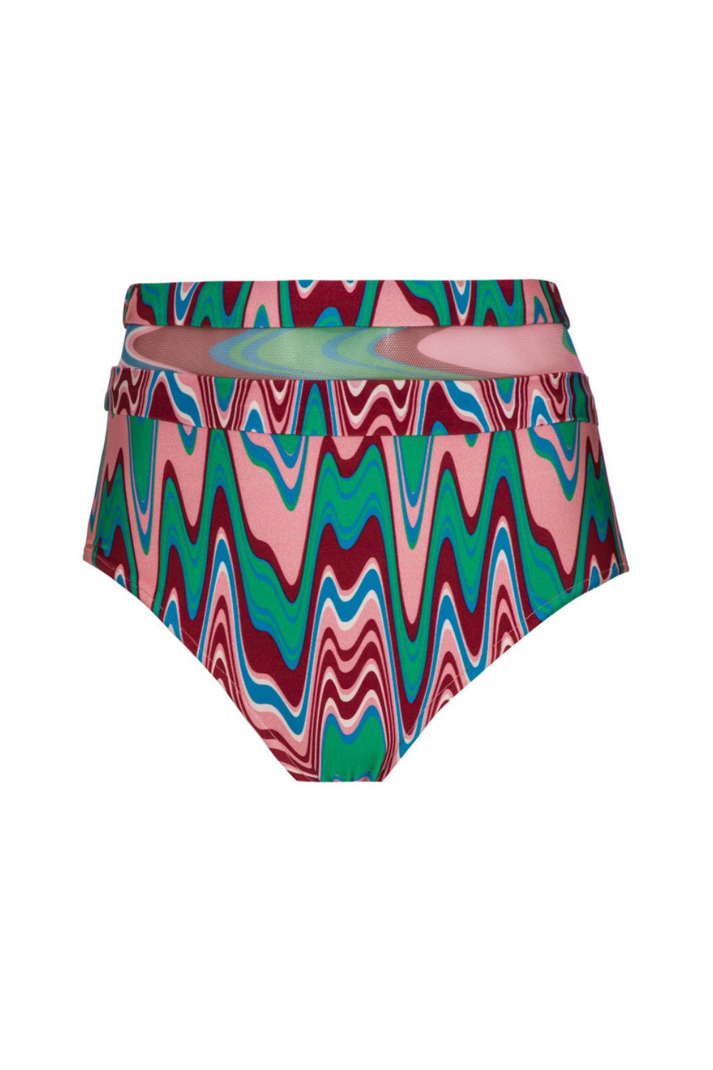 Wave Printed Mesh Bikini Bottom
