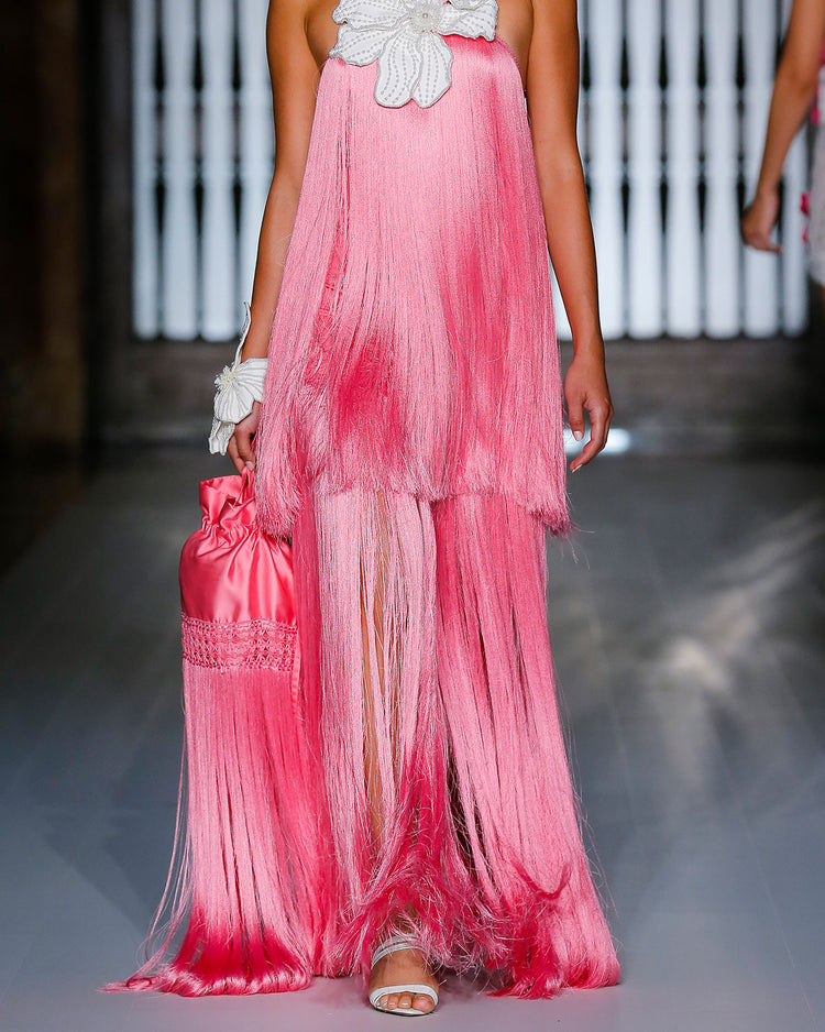 FRINGE BAG WITH BEADED FLOWER (RUNWAY/ ONLINE EXCLUSIVE)