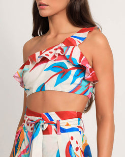 Flora One Shoulder Cropped Top (FINAL SALE)