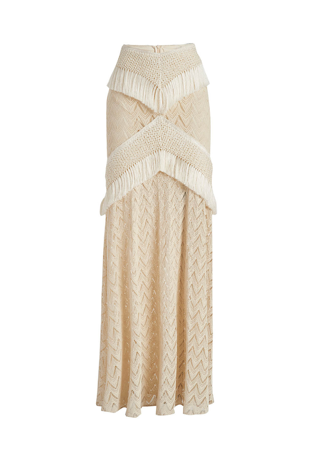 Fringe Trim Maxi Skirt