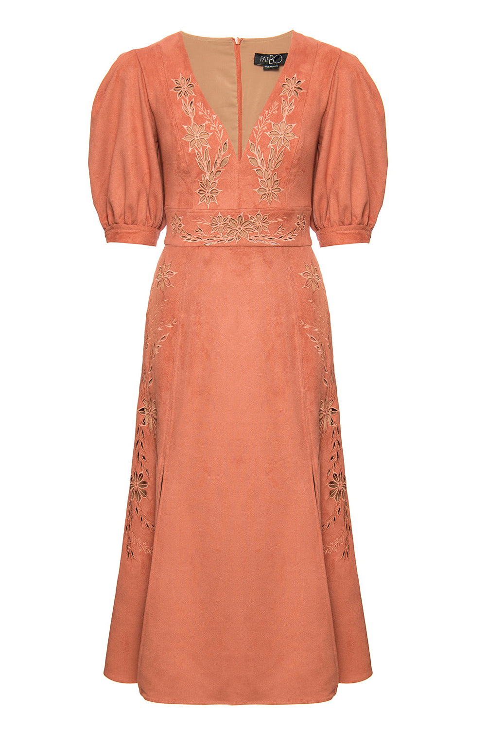 Faux Suede V-Neck Midi Dress (PRE ORDER)