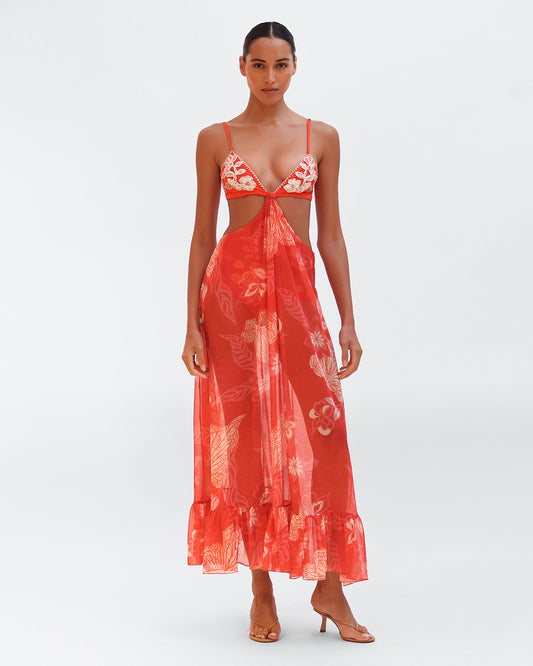 EDEN ROCK EMBROIDERED FLOWER BEACH DRESS