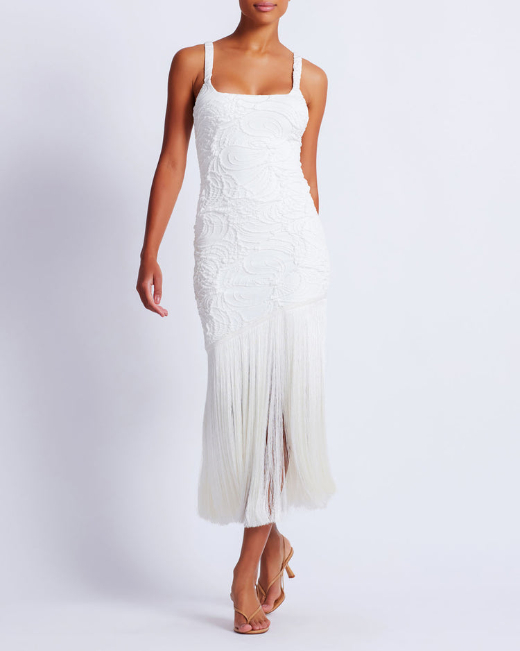 Jacquard Fringe Maxi Dress