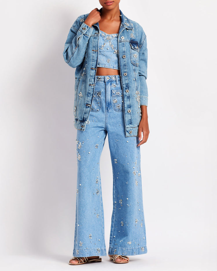 Hand-Beaded Denim Jacket (FINAL SALE)