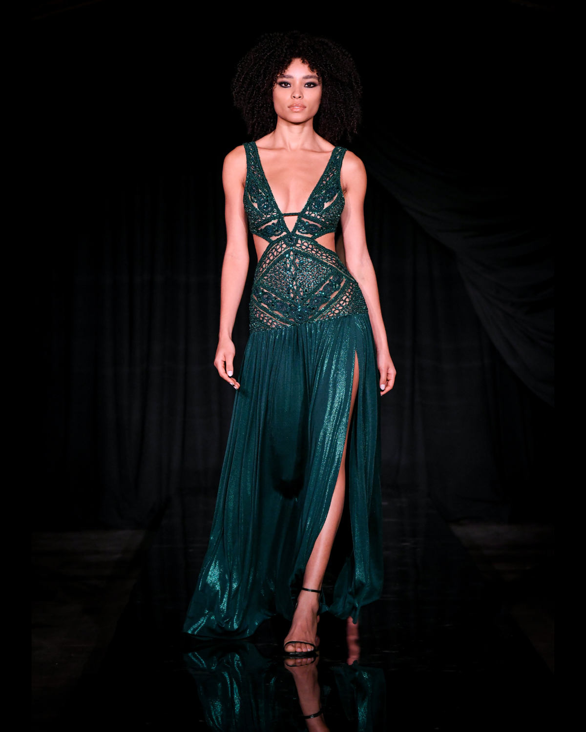 Hand Embroidered Cutout Jersey Gown (RUNWAY)