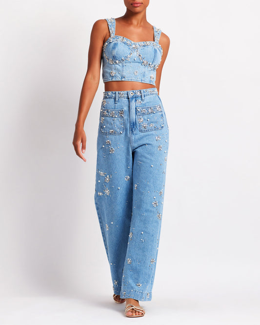 Hand-Beaded Jeans
