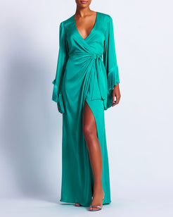 Fringe Trim Wrap Dress