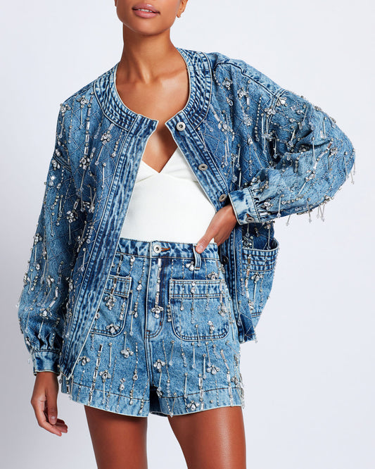 Rhinestone Beaded Shorts